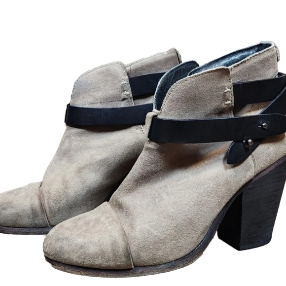Rag & Bone Harrow Suede Leather Distressed Heeled Booties Ankle Boots Sz 38.5/ 8 - Picture 6 of 12